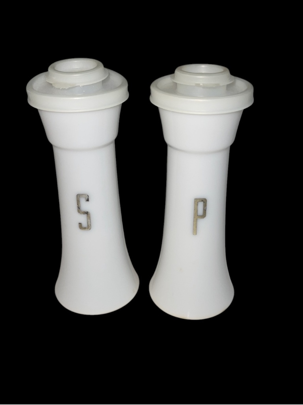 Vintage Tupperware White 6" Hourglass Salt & Pepper Shakers 718-37/38
